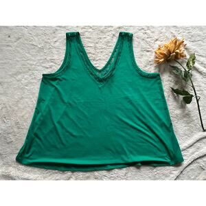 Torrid Size 2 Green V-neck Lace trim Tank Top